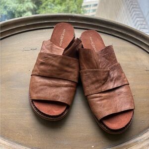 Kelsi Dagger Tan Leather Mules